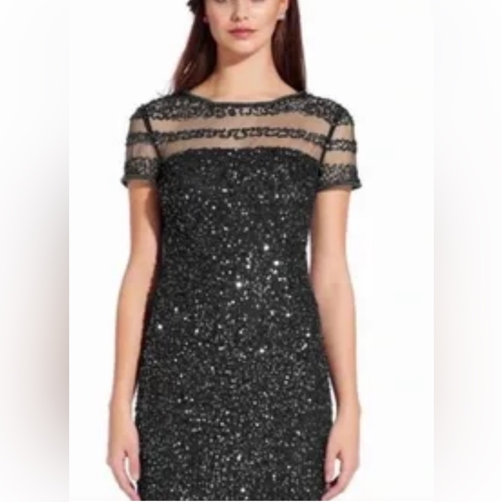 NWT Adriana Papell black sequin cocktail dress size 4